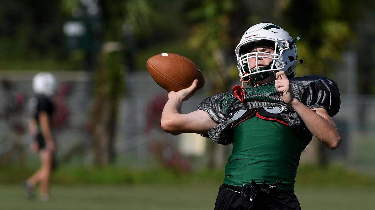 Lakewood Ranch High football practice at the stadium field Monday afternoon.