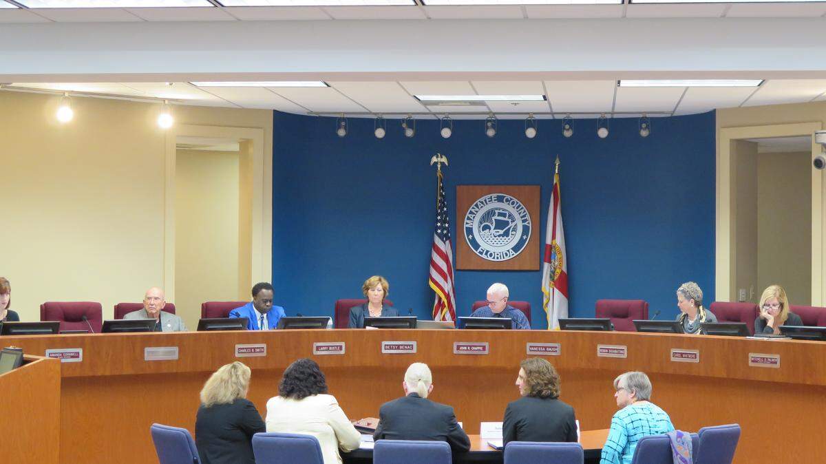 State housing experts present to the Manatee County Commission during a worksession Tuesday. 
 CLAIRE ARONSON/Bradenton Herald