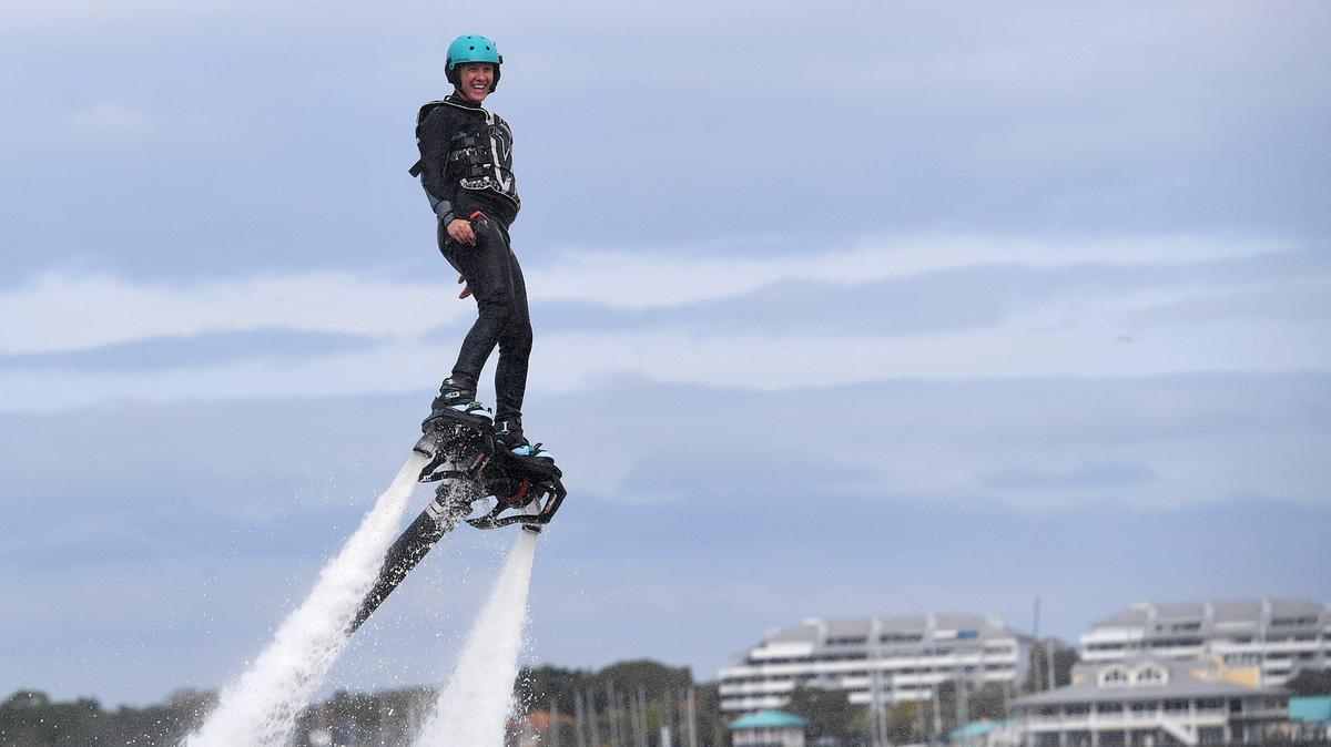 Athlete Kristen “The Destroyer” Smoyer will return for the 2024 Bradenton Area River Regatta with midair displays of flyboarding, an extreme, hydro-powered sport.