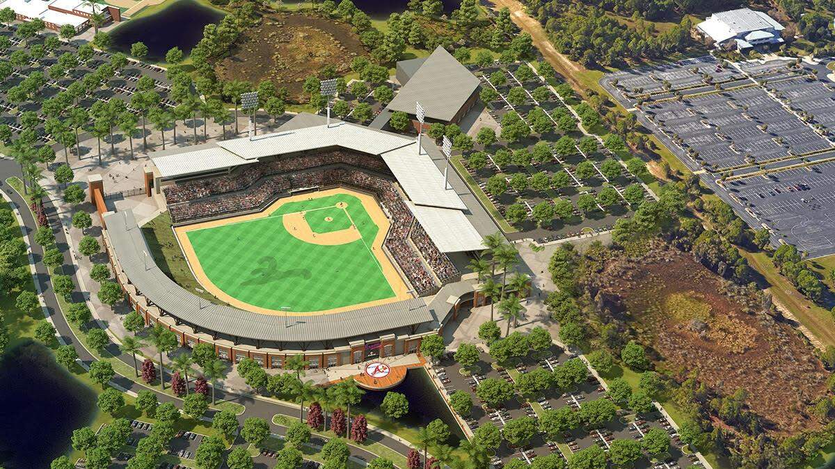 A rendering of what a spring training facility for the Atlanta Braves in south Sarasota County might look like. Provided illustration.