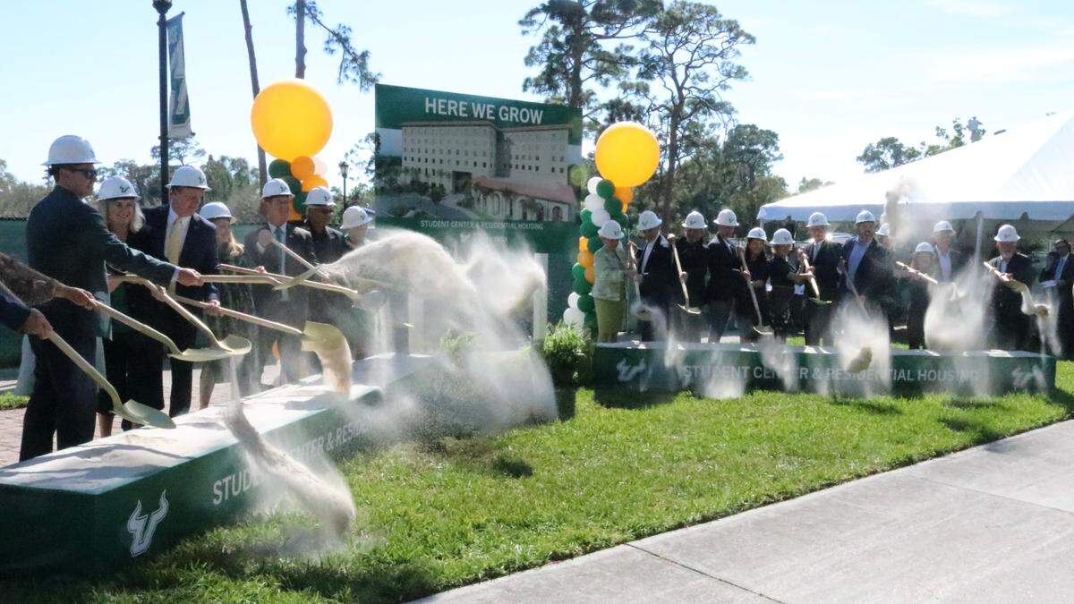Officials celebrated the groundbreaking for the expansion of the USF Sarasota-Manatee campus March 1, 2023.