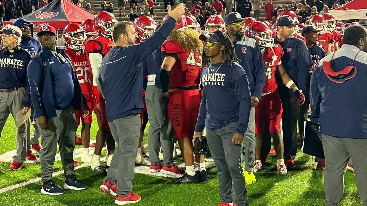 Manatee lost in the Class 5A state semifinals, 16-13, to Fort Lauderdale St. Thomas Aquinas at Joe Kinnan Field at Hawkins Stadium on Friday, Dec. 6, 2024.