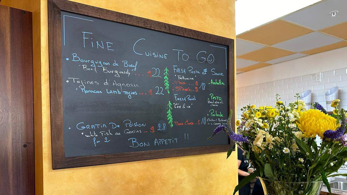 C’est La Vie Lakewood Ranch, 9118 Town Center Parkway, offers sit-down dining, catering and fine cuisine to go, spelled out on a blackboard.