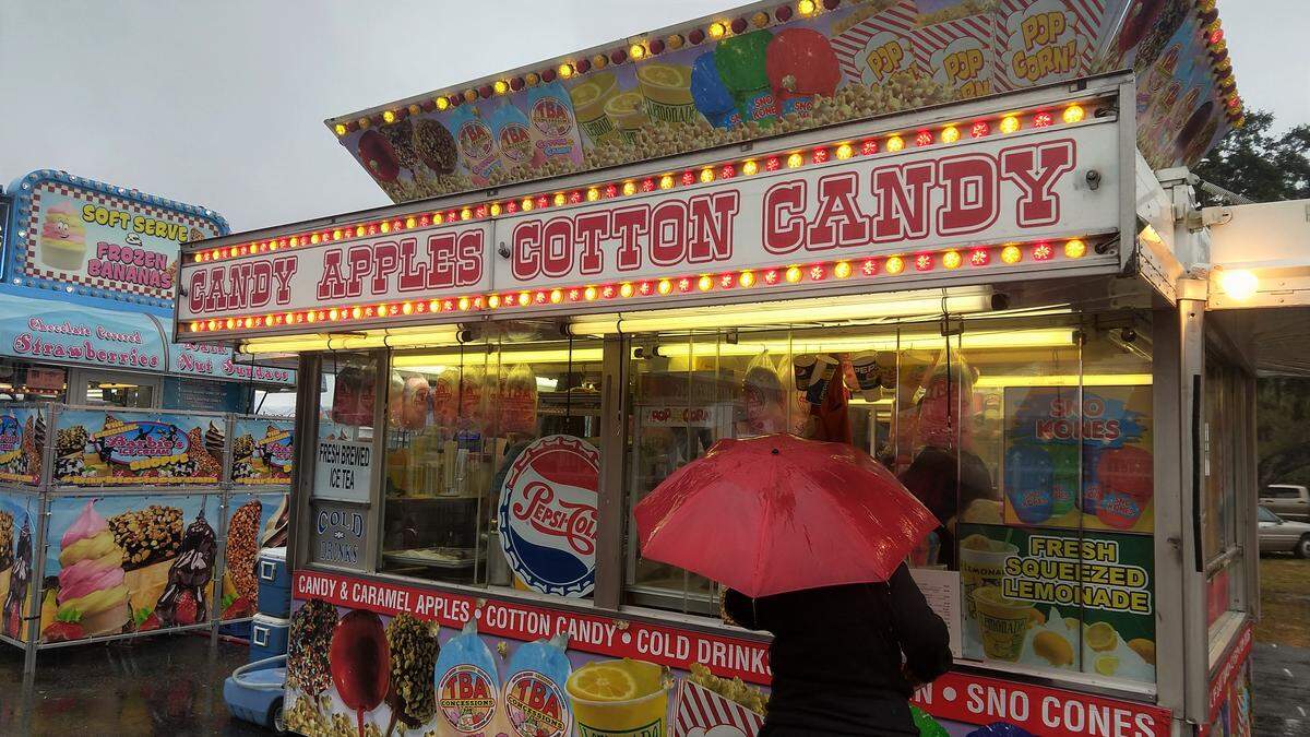 The last day of the Manatee County Fair was nearly rained out in 2019, but some people showed up to enjoy the food on the fairgrounds.