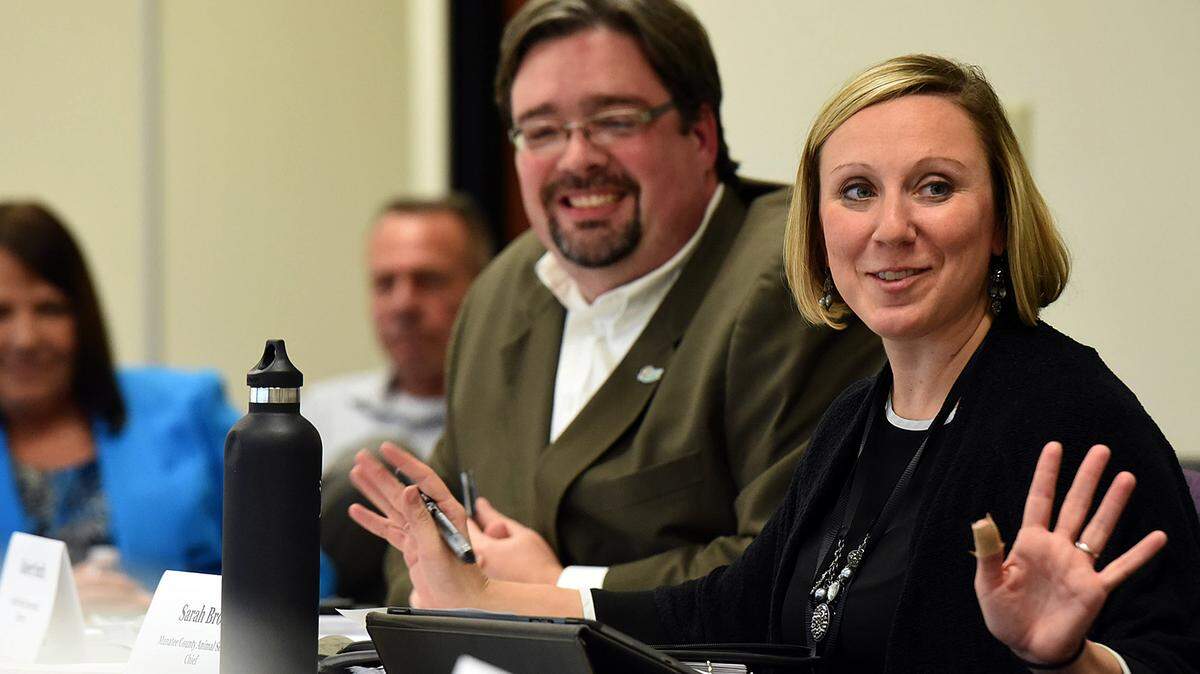 Sarah Brown, Manatee County Animal Services Chief, talks to the Animal Services advisory board, which was meeting for the first time after a hiatus. 
 TIFFANY TOMPKINS/Bradenton Herald