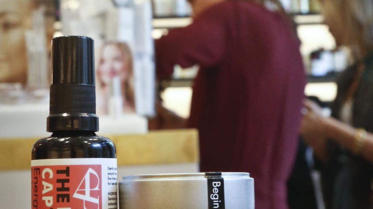 A display of products sold at CAP Beauty -- a wellness store with an all-things-natural approach in West Village section of New York, Wednesday April 27, 2016, in New York. The makeup industry is trying to convince women that looking good on the outside starts from within, but itís unclear if the products theyíre trying to hawk are safe and effective. (AP Photo/Bebeto Matthews)