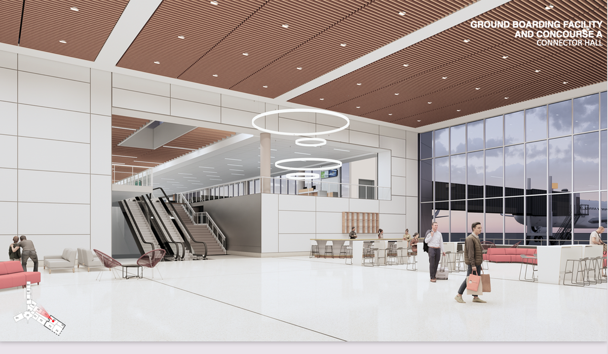 This is what a hall connecting the planned ground transportation facility and possible future Concourse A might look like at Sarasota Bradenton International Airport.