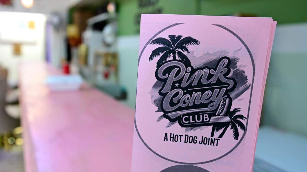 The menu has several specialty hot dog creations and customers can add many hot or cold toppings at the Pink Coney Club, 5306 Holmes Boulevard Ste 810 in Holmes Beach.