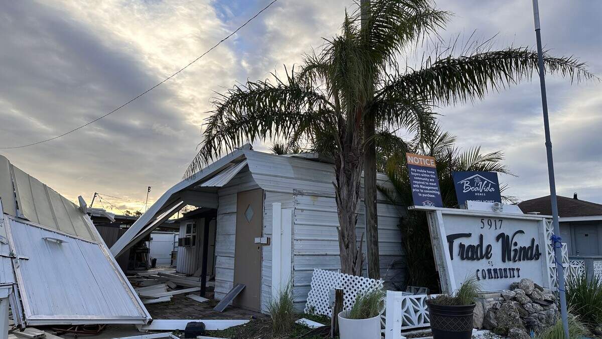 The Tradewinds Mobile Home Park, 5917 14th St., Bradenton, suffered damage from Hurricane Milton, Thursday, Oct. 10, 2024.