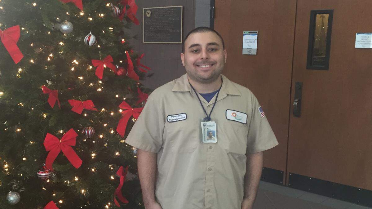 PJ Tagariello, 25, works for Manatee County government. Tagariello, who has autism, says that if the county works with a nonprofit, it will give everyone a chance to work. 
 CLAIRE ARONSON/Bradenton Herald