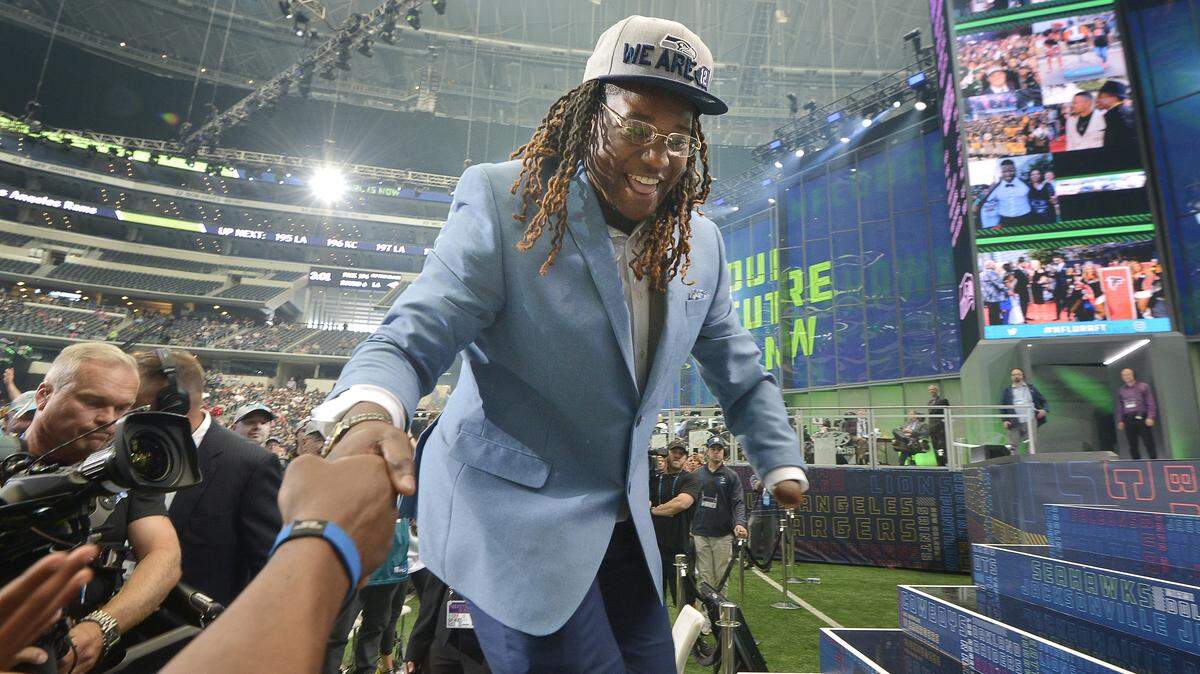The Seattle Seahawks selected UCF linebacker Shaquem Griffin in the fifth round, 141st overall, during the final day of the 2018 NFL Draft at AT&T Stadium in Arlington, Texas, on Saturday, April 28, 2018.