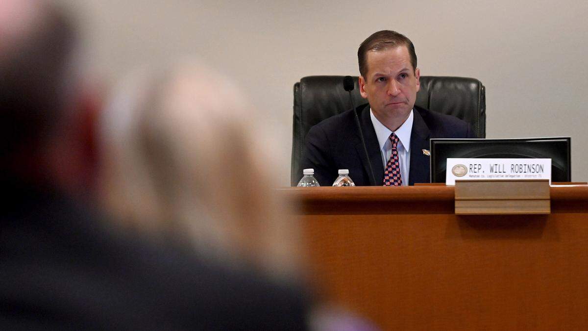 Florida State Representative Will Robinson, District 71, listens during a Manatee County delegation meeting at the Bradenton City Hall on Jan. 12, 2023.