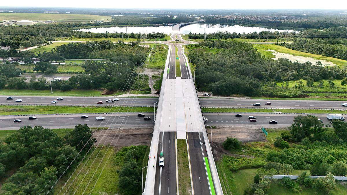 The final 2-mile segment of the 44th Avenue East extension will open to traffic on Saturday, Aug. 9, 2025. The 44th Avenue overpass over Interstate 75 is pictured in this Aug. 1, 2025, photo.