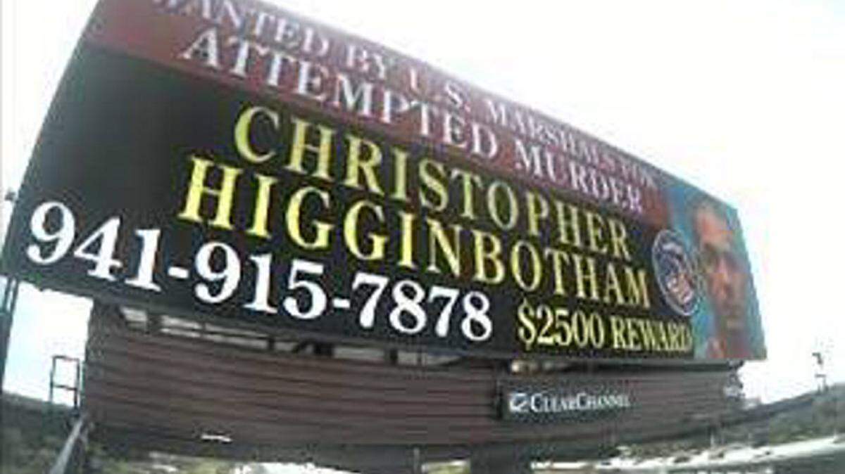 A new electronic billboard of Christopher Higginbotham, a man wanted on an attempted murder charge. 
 PHOTO PROVIDED