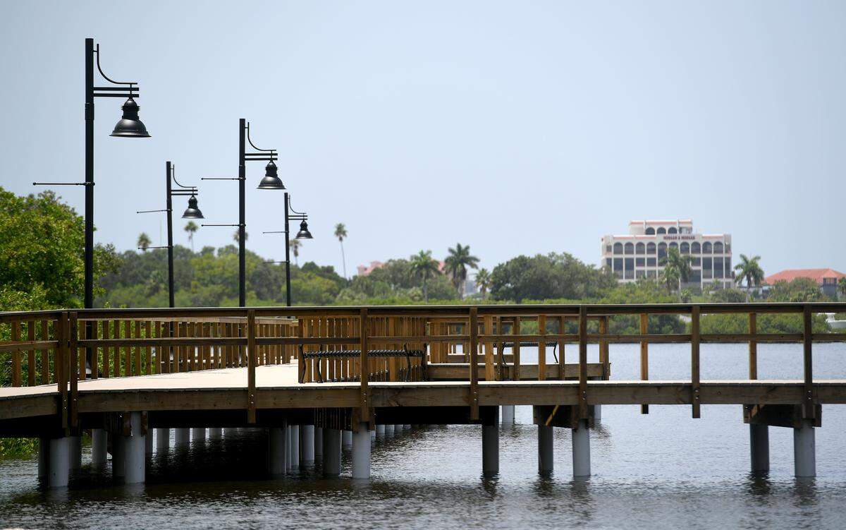 The Riverwalk expansion east trails past the ShoreView Apartments, ending at a new imagining of the Mineral Springs Park in Bradenton.