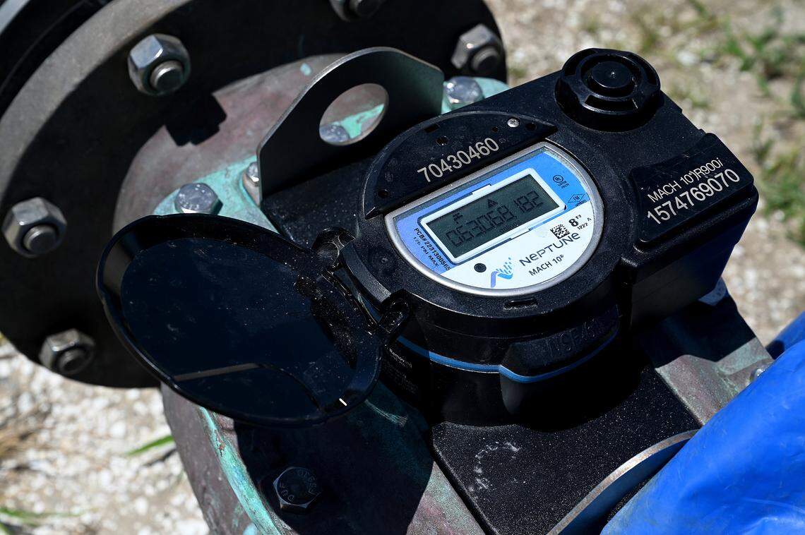 A gauge on the underground injection control well shows that over 63 million gallons of contaminated water have also been drained as of July 2023.