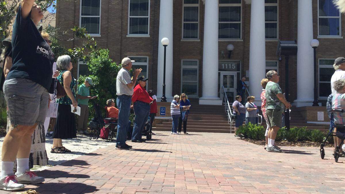 Several people attended the Manatee County Courthouse celebration at Thursday's National Day of Prayer. MARK YOUNG/Bradenton Herald