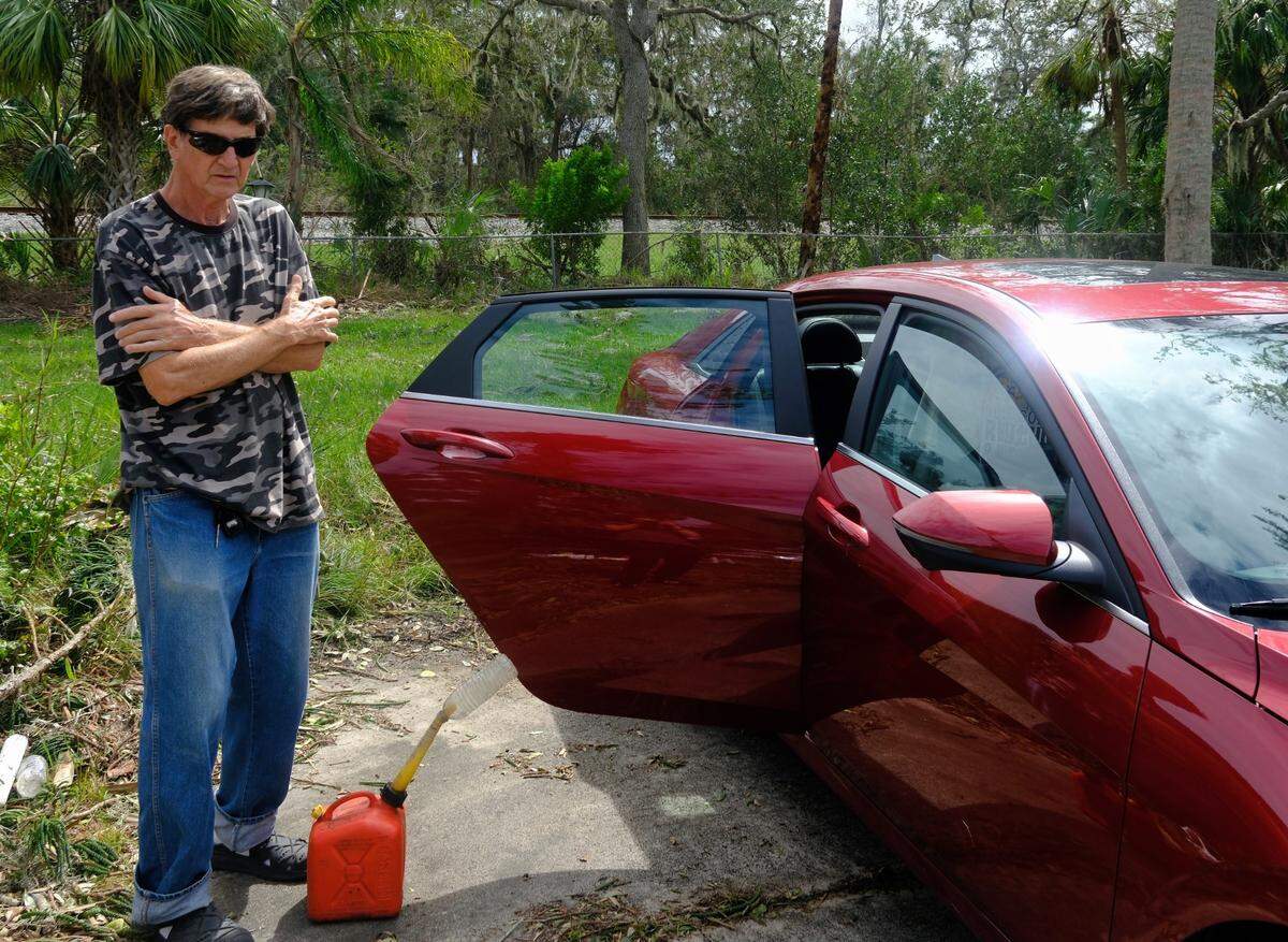 Jerry Putnam, a Rubonia resident of 20 years, prepared to go stay with friends after Hurricane Milton left his home damaged and without power. Hurricane Helene flooded his home two weeks before. Friday, Oct. 11, 2024.