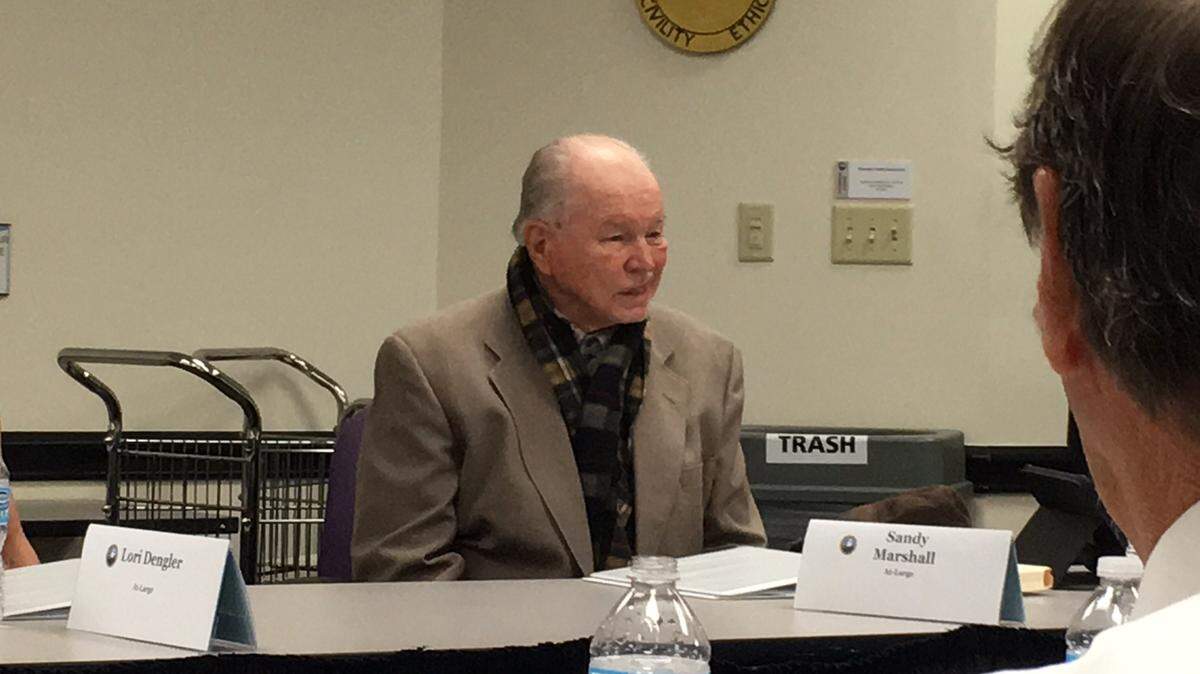 Manatee County Healthcare Advisory Board member Sandy Marshall introduces himself Tuesday. Tuesday marked the first meeting of the new board which is charged with presenting Manatee County commissioners with ideas for providing health care for the uninsured. 
 RICHARD DYMOND/Bradenton Herald