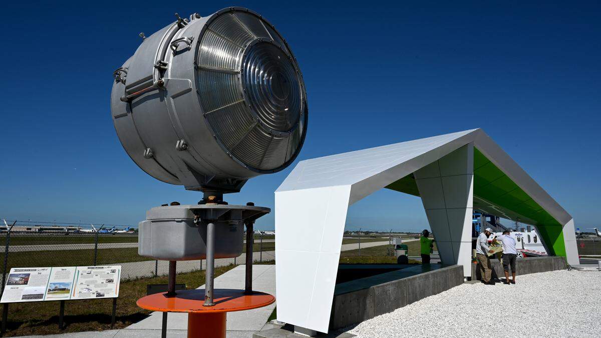 The Sarasota Manatee Airport Authority opened a new observation area at 8330 15th St. E., Sarasota, on Wednesday, March 12. Workers finish up last-minute preparations on Tuesday, March 11.