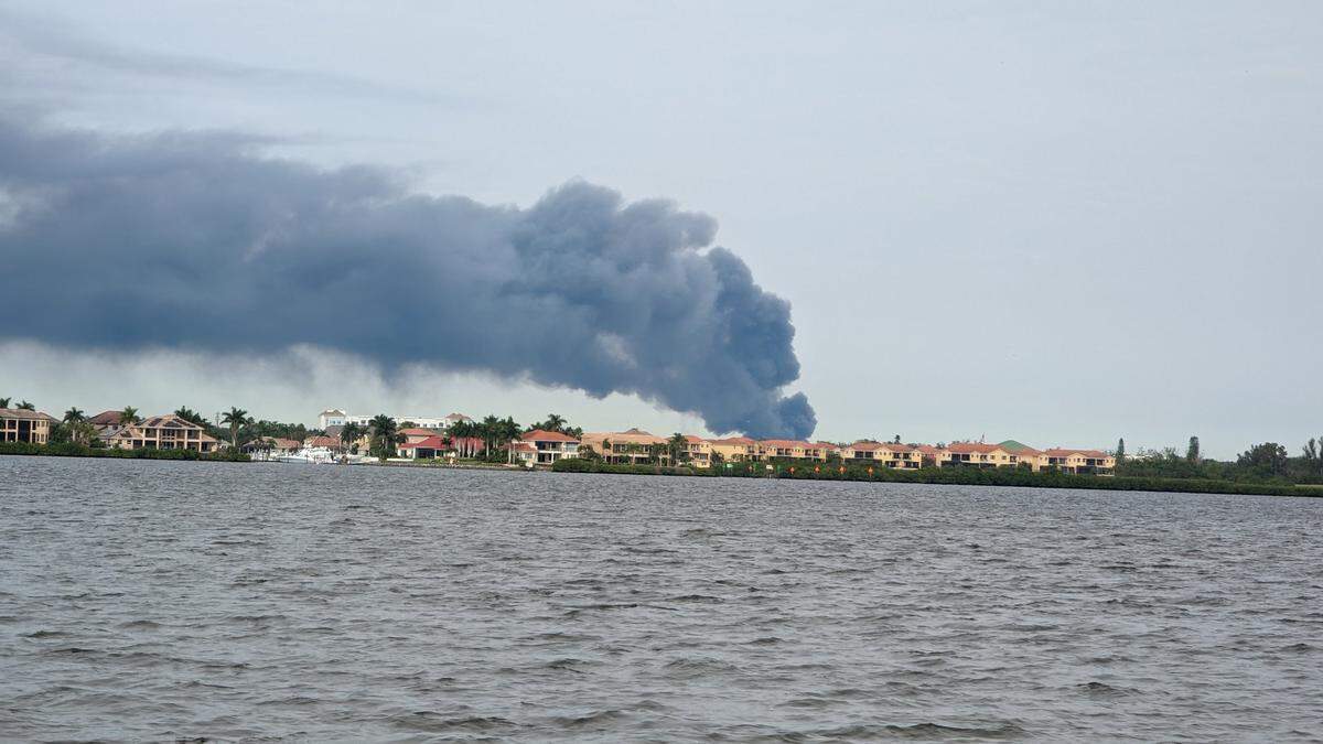 A two-alarm fire at a scrap yard in north Manatee County caused billowing smoke to rise up in the Bradenton area Friday afternoon.