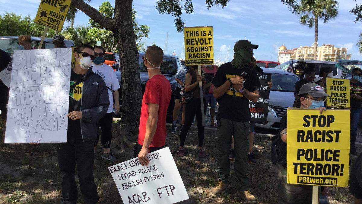 Black Lives Matters protesters picked the Fourth of July to hold a rally against a variety of things, including the call to defund the Sarasota Police Department and to abolish prisons.