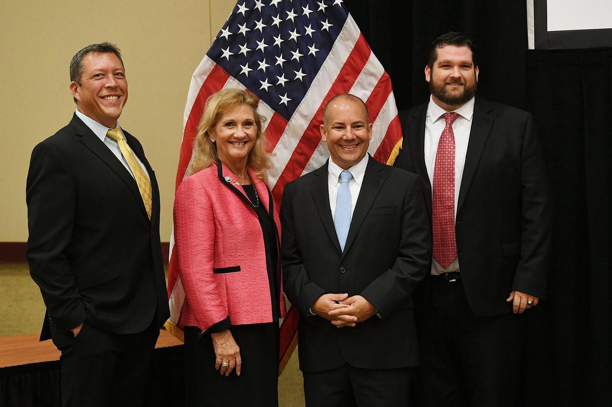 11/17/20--George Kruse, Vanessa Baugh, Kevin Van Ostenbridge and James Satcher were sworn in to serve 4-year terms on the Manatee County Commission Tuesday morning.