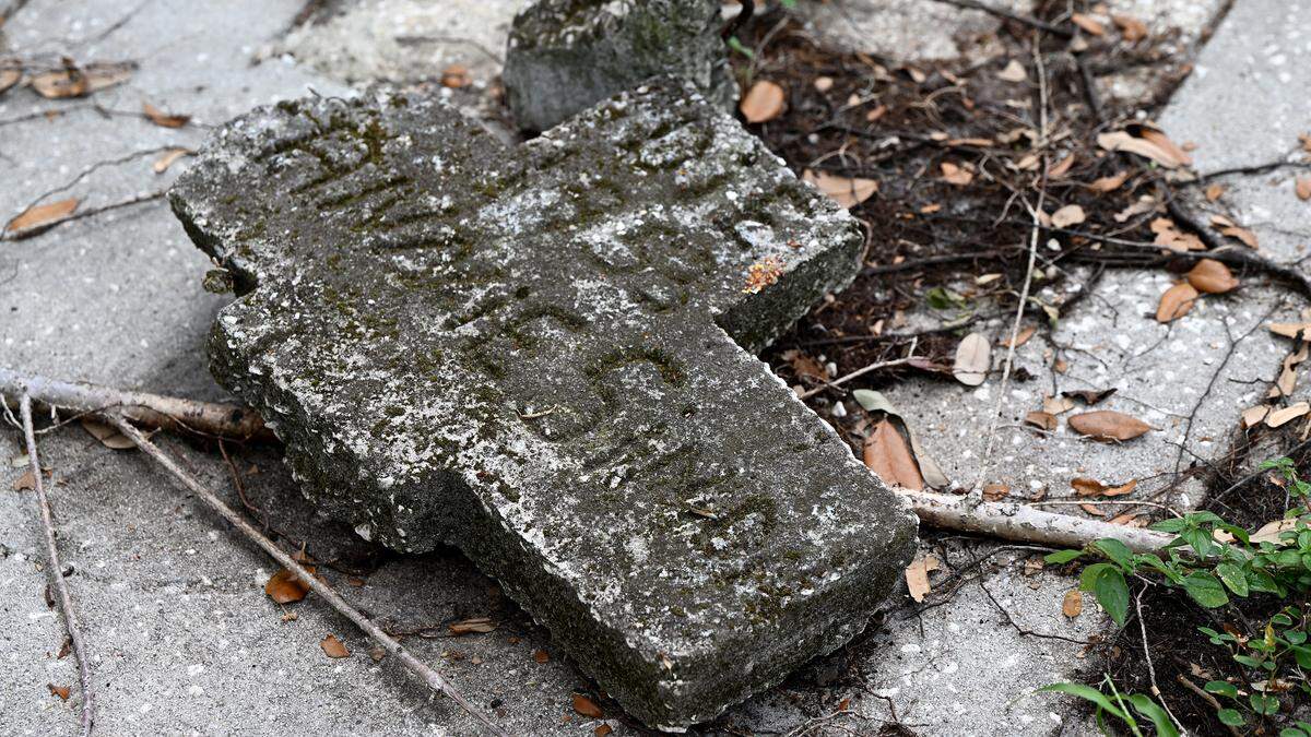 The Old Memphis Cemetery in Palmetto was the target of apparent vandals who smashed graves, headstones and spray-painted. Photos taken on May 12, 2026.