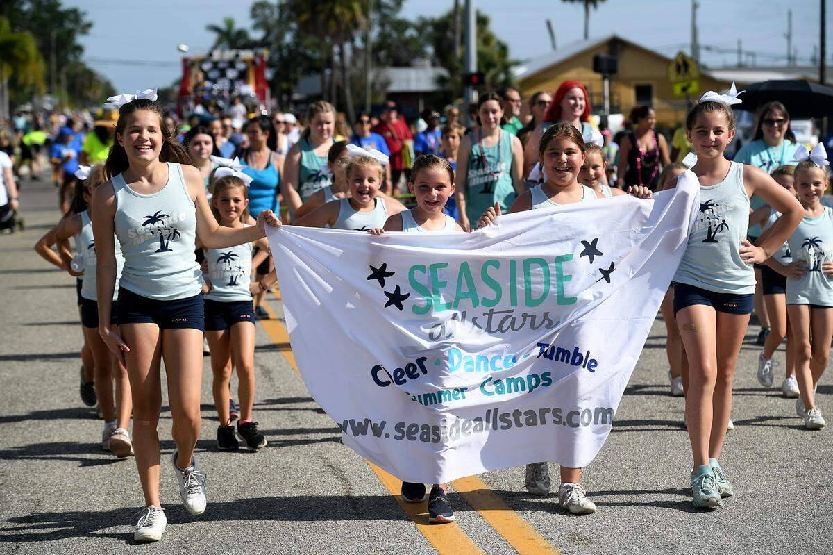 Seaside Allstars march in the Hernando DeSoto Historical Society’s Children’s Parade on Friday, April 7, 2023 in Palmetto.