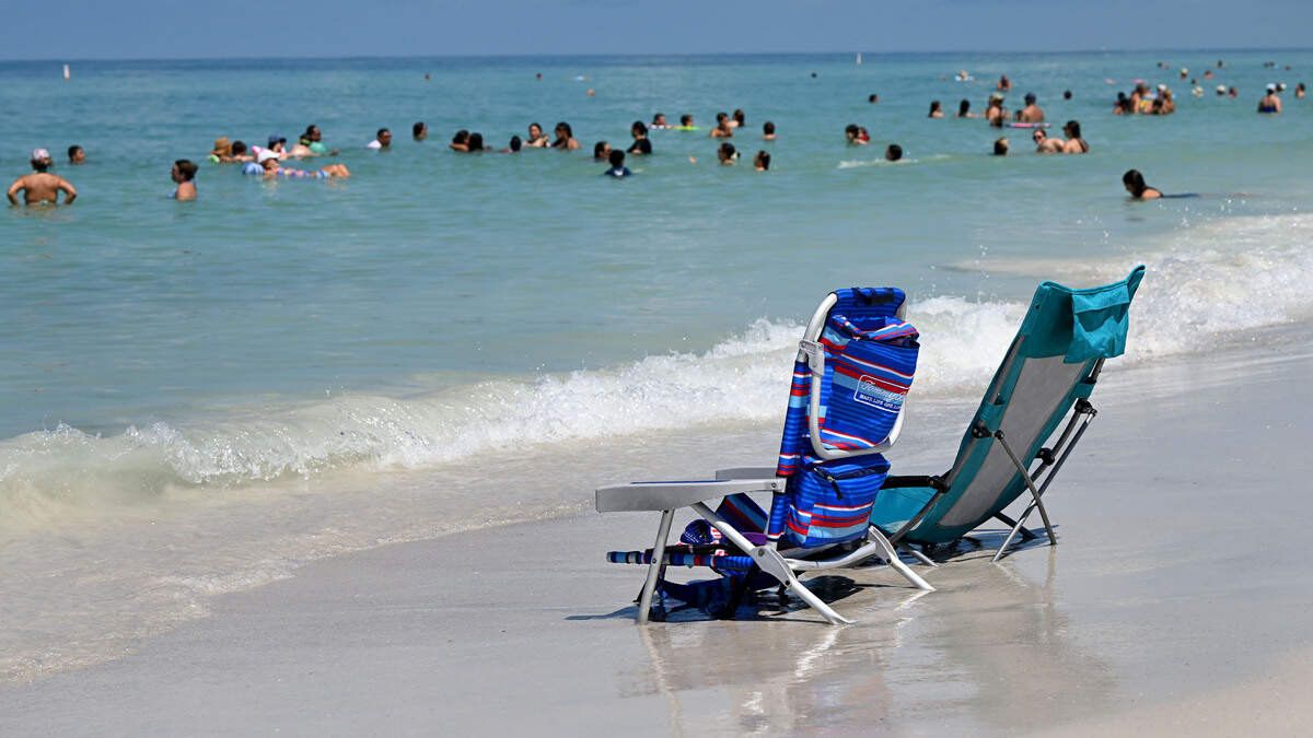The Manatee County Public Beach was packed with bathers trying to beat the heat on July 8, 2026. June 2026 was the warmest on record for Bradenton with an average temperature 3 degrees above normal and near-record dryness as Manatee County endures an ongoing drought.