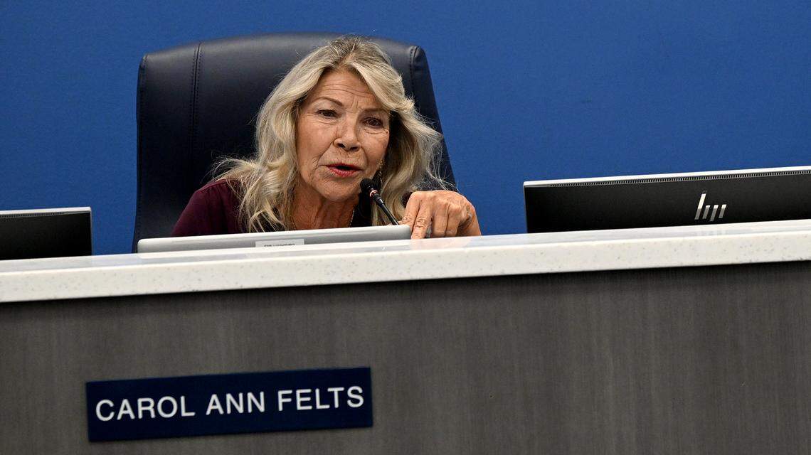 Commissioner Carol Ann Felts during a meeting in August, 2025.
