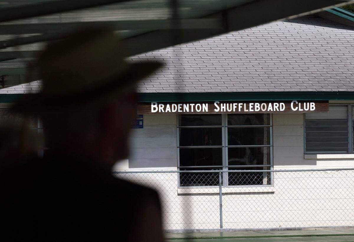 Members of the Bradenton Shuffleboard Club play at their Bradenton facility in 2005.