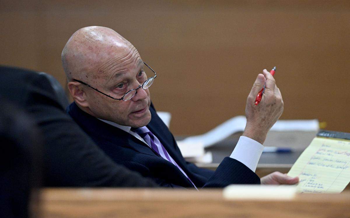 Ashley Benefield’s attorney, Neil Taylor, on the first day of her trial for the second-degree murder of her husband, Doug Benefield, in 2020 at the Manatee County Judicial Center, July 23, 2024.