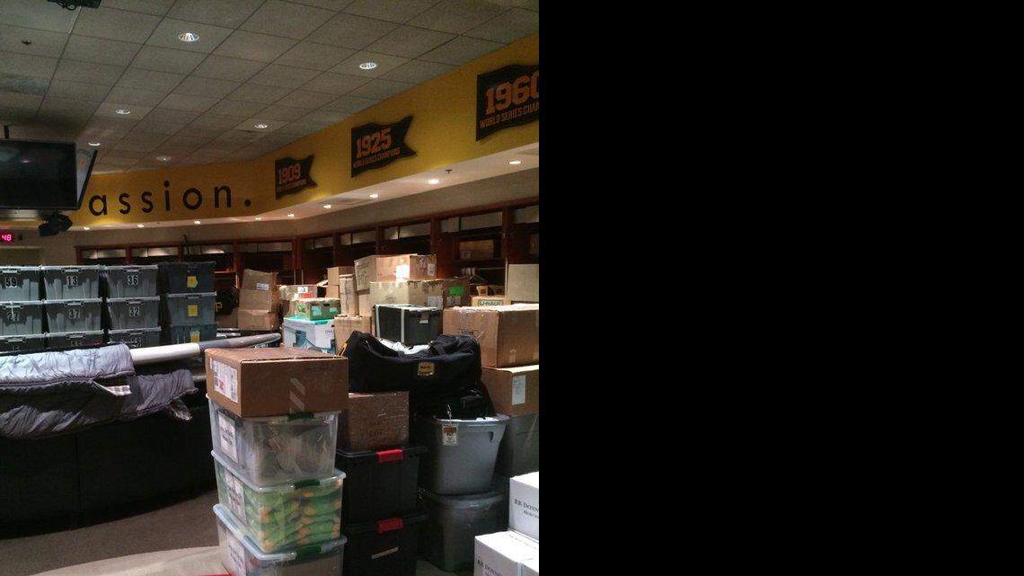 Trucks loaded with Pittsburgh Pirates' gear head to spring training in Bradenton