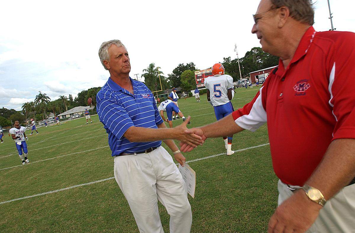 Legendary coaches Paul Maechtle, left, and Joe Kinnan helped turned Southeast High and Manatee High, respectively, into powerhouse programs.