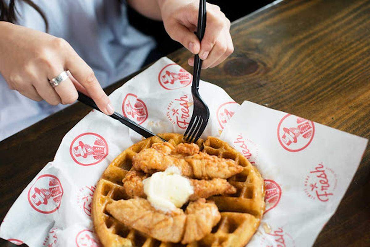 Chicken and waffles at Slim Chickens