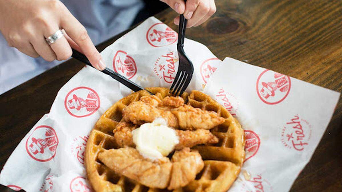 Chicken and waffles at Slim Chickens