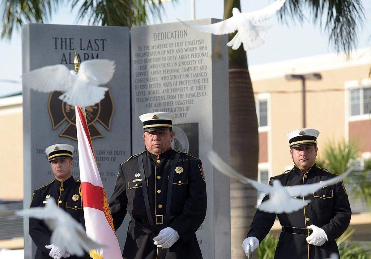 Doves were released during the Sept. 11, 2017, Tribute to Heroes observance in Bradenton. The 17th annual observance is planned for Tuesday.
