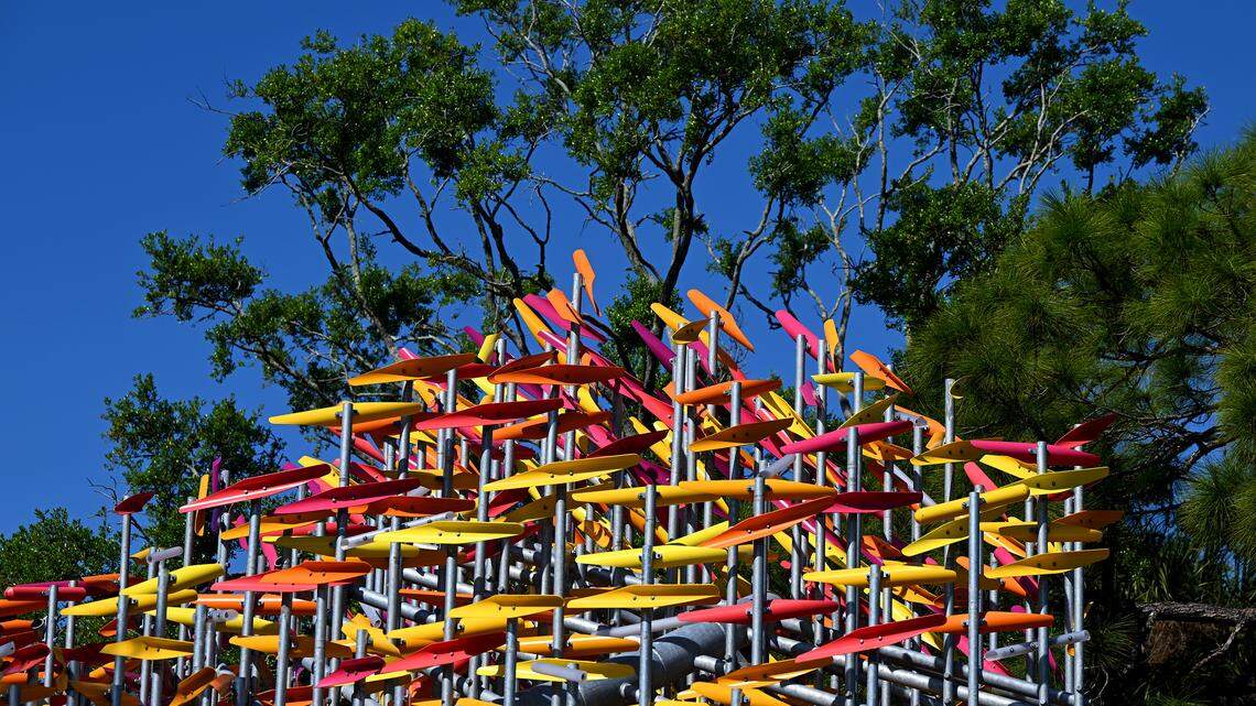 Bradenton Riverwalk adds new sculpture along Manatee River. It sings in the wind