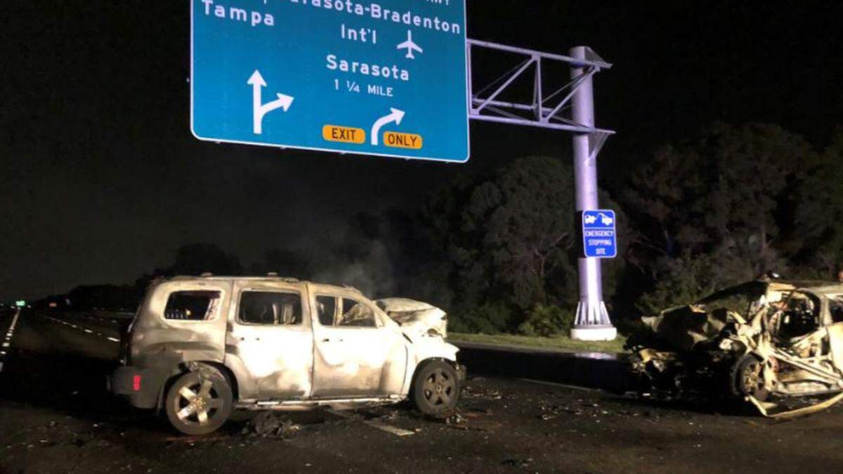 Two people were killed early Saturday when a wrong-way driver collided with another vehicle on Interstate 75 in Sarasota County.