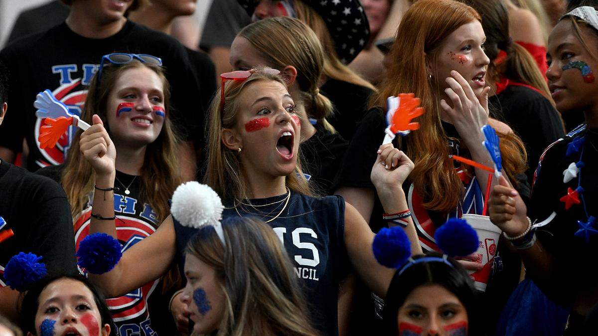Manatee High football fans cheer for their team against Sarasota at Manatee High Friday, Sept. 1, 2023.