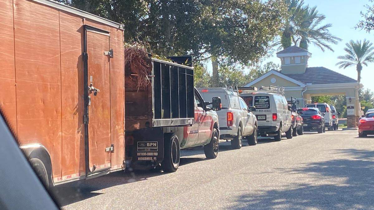 Lakewood Ranch residents say they don’t necessarily dislike roundabouts, but the one planned at Lorraine Road and Players Drive would create more problems than it would solve. Shown above is a line of vehicles backed up at the gate of Country Club East.