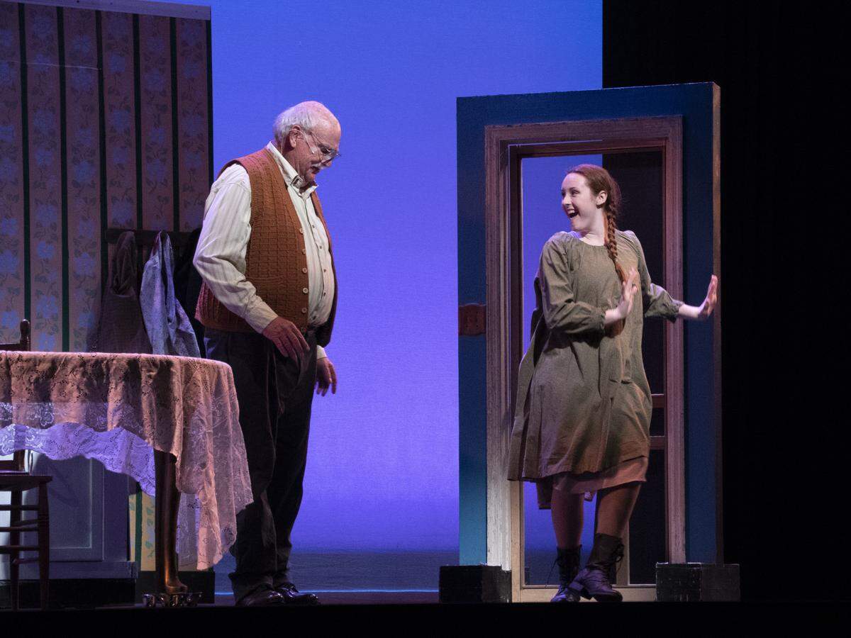 Alex Top plays Matthew Cuthbert and Emma Devine plays Anne Shirley in the Manatee Performing Art Center’s production of Anne of Green Gables, which runs through September 30.