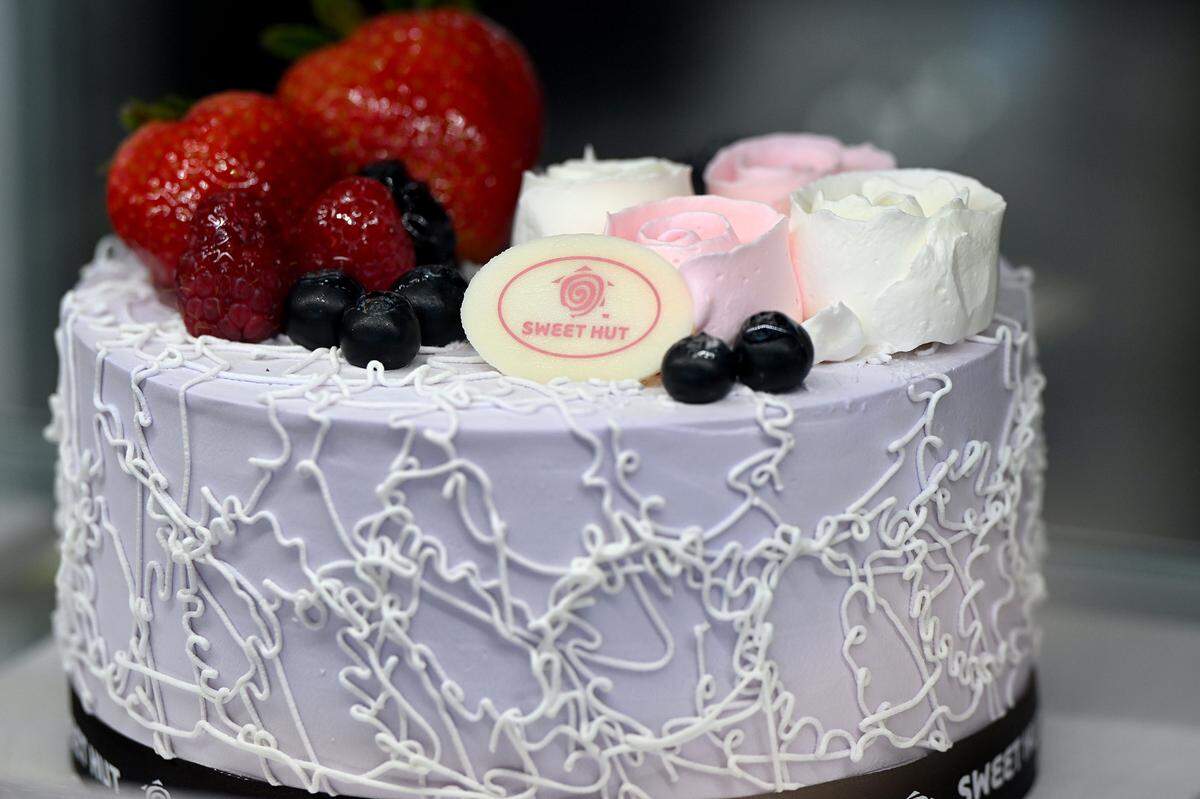 Taro cake on display at Sweet Hut Bakery at 419 Cortez Road West on June 11, 2025.