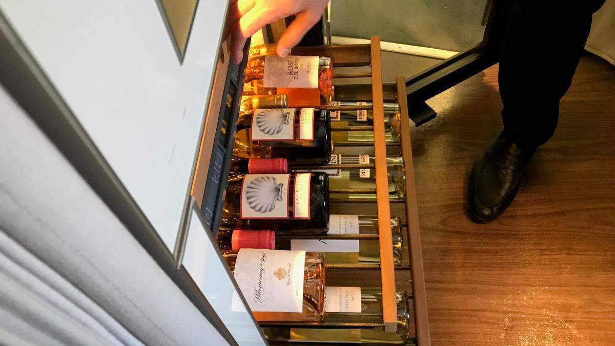 The Crystal Skye is stocked with the wine labels requested by passengers, who will be flying from Sarasota Bradenton International Airport to South Africa.