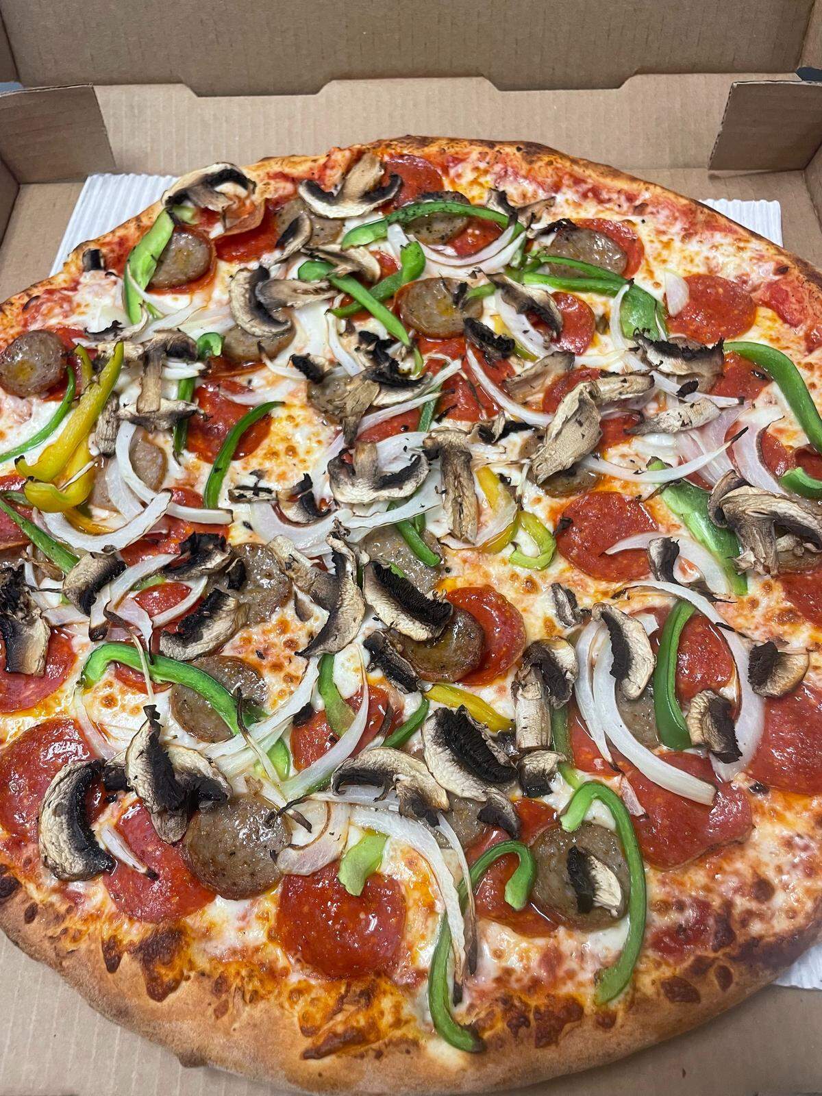 5 Boroughs Pizza opened recently at 8255 U.S. 301 in Parrish. Seen here is the pizzeria’s version of a Supreme pizza.