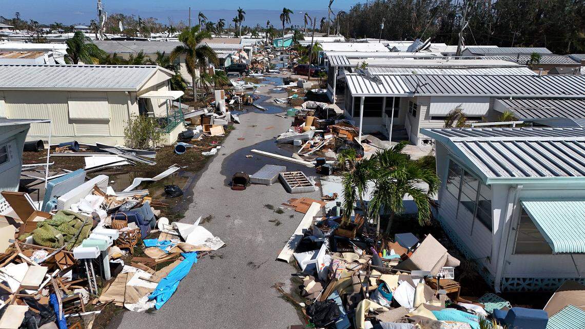 Sunny Shores Mobile Home Park suffered more damage after Hurricane Milton on Oct. 10, 2024.