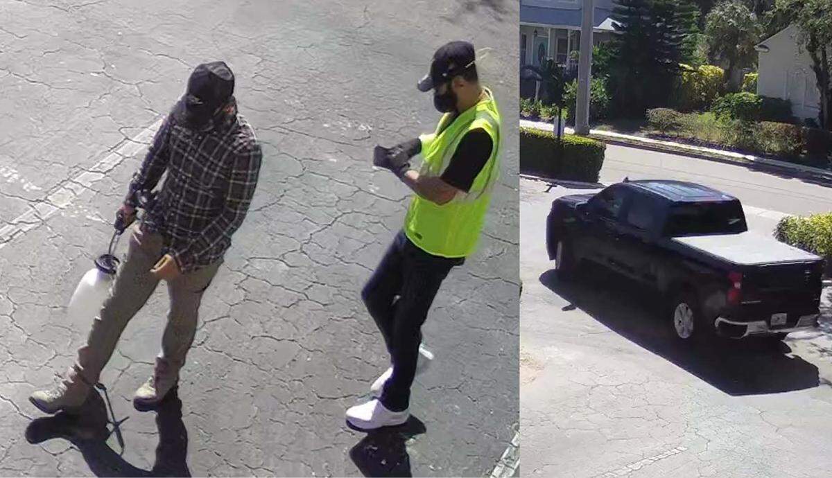 These two men posed as employees of a pest control company and entered several condos and stole items on Thursday, Feb. 24, 2022, Bradenton police said in a news release.