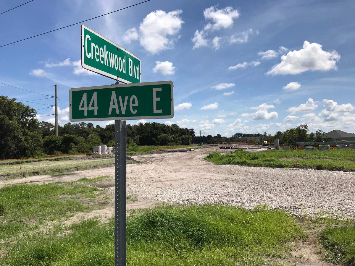 A portion of 44th Avenue East extension is now under construction north of Creekwood. This section is a key to eventually building an overpass over Interstate 75 to connect Bradenton and Lakewood Ranch.