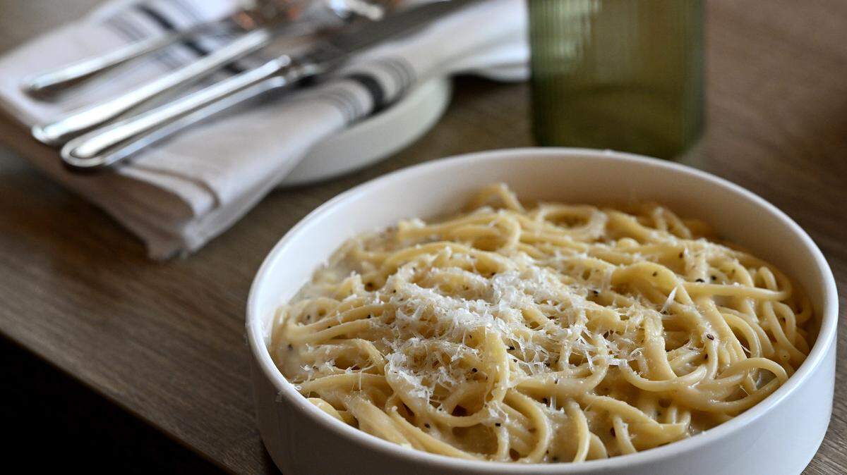 The spaghetti with Pecorino Romano and cracked pepper at iDalia in Parrish on May 19, 2026.